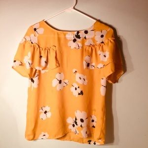 Floral Printed Ruffled Short Sleeve Blouse